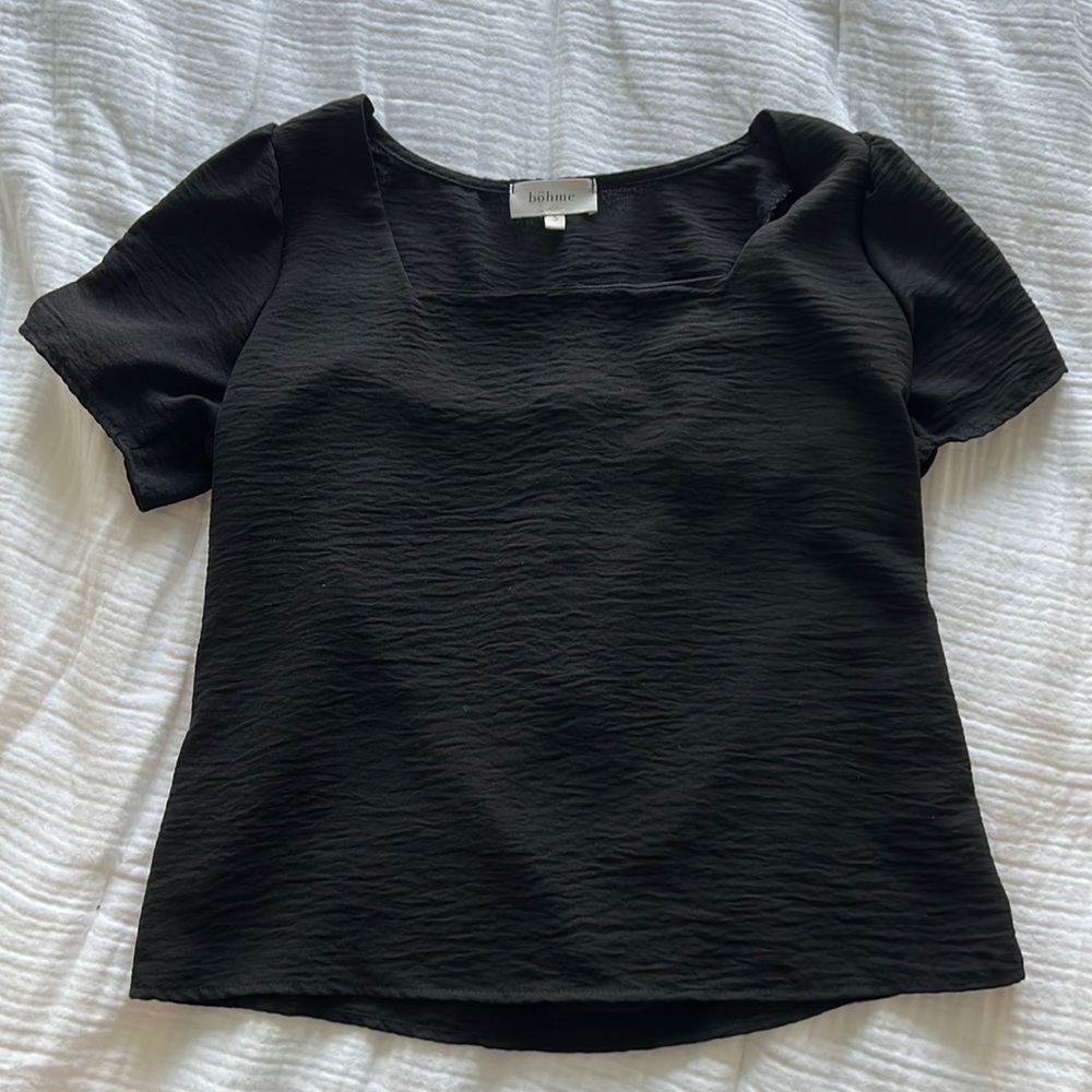 Black Square Neck Top